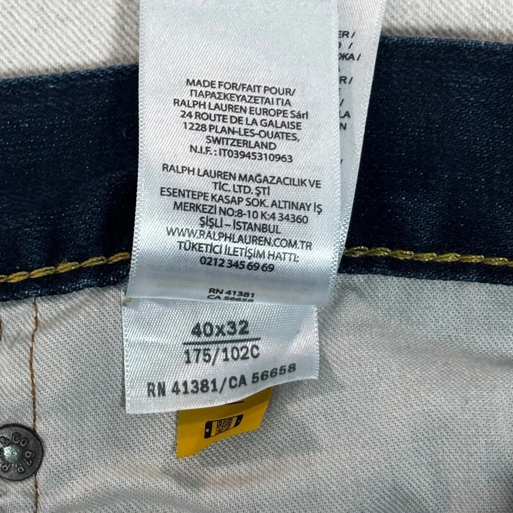 Polo Ralph Lauren Hampton Relaxed Straight Dark Wash Denim Jeans Mens 40x32